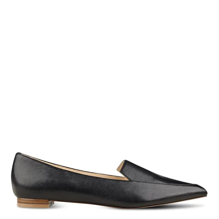 Abay Smoking Flats Black Leather Women Nine West Loafers and Tailored Flats