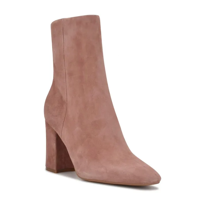 Adea Heeled Booties Blush Suede Women Nine West Boots and Booties Adea Heeled Booties Blush Suede Women Nine West Boots and Booties
