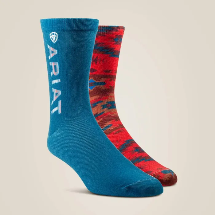 Adobe Canyon Crew Sock 2 Pair Multi Color Pack Redturquoise Women Ariat Socks