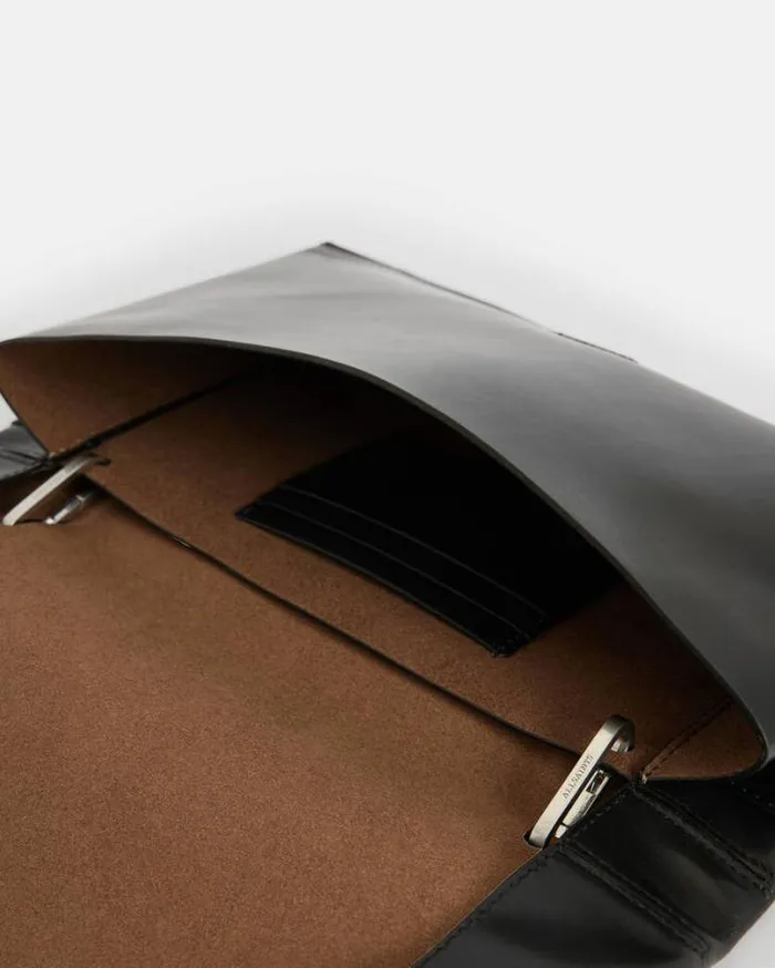 Akira Leather Removable Chain Clutch Bag Black Women AllSaints Handbags and Wallets Akira Leather Removable Chain Clutch Bag Black Women AllSaints Handbags and Wallets