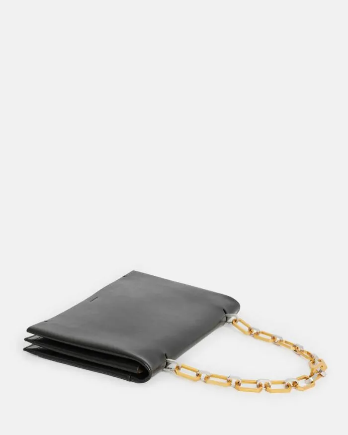 Akira Leather Removable Chain Clutch Bag Black Women AllSaints Handbags and Wallets Akira Leather Removable Chain Clutch Bag Black Women AllSaints Handbags and Wallets