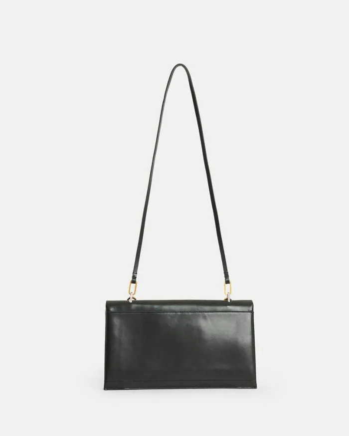 Akira Leather Removable Chain Clutch Bag Black Women AllSaints Handbags and Wallets Akira Leather Removable Chain Clutch Bag Black Women AllSaints Handbags and Wallets