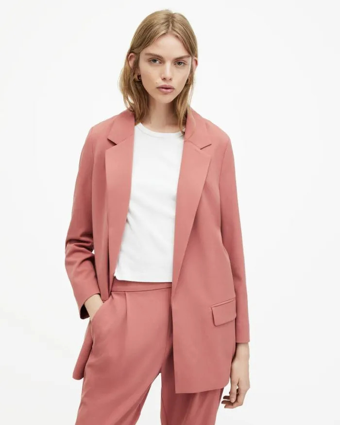 Aleida Lightweight Tri Blazer Rich Pink Women AllSaints Jackets and Coats