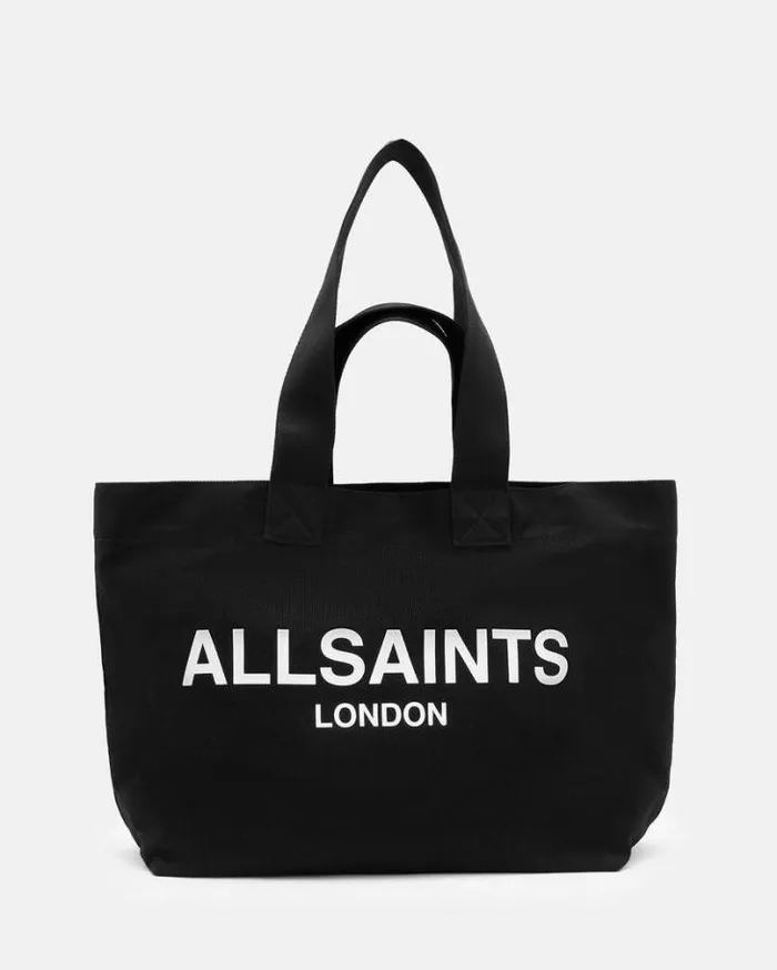 Ali Logo Canvas Tote Bag Black Women AllSaints Swimwear and Beachwear