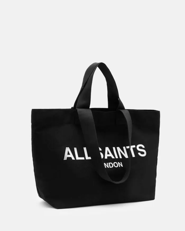 Ali Logo Canvas Tote Bag Black Women AllSaints Swimwear and Beachwear