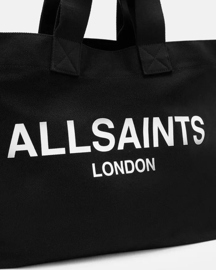Ali Logo Canvas Tote Bag Black Women AllSaints Swimwear and Beachwear