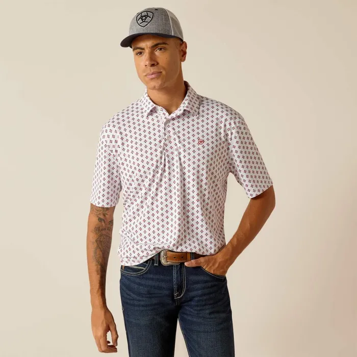 All Over Print Polo White 2 Men Ariat TShirts and Polos