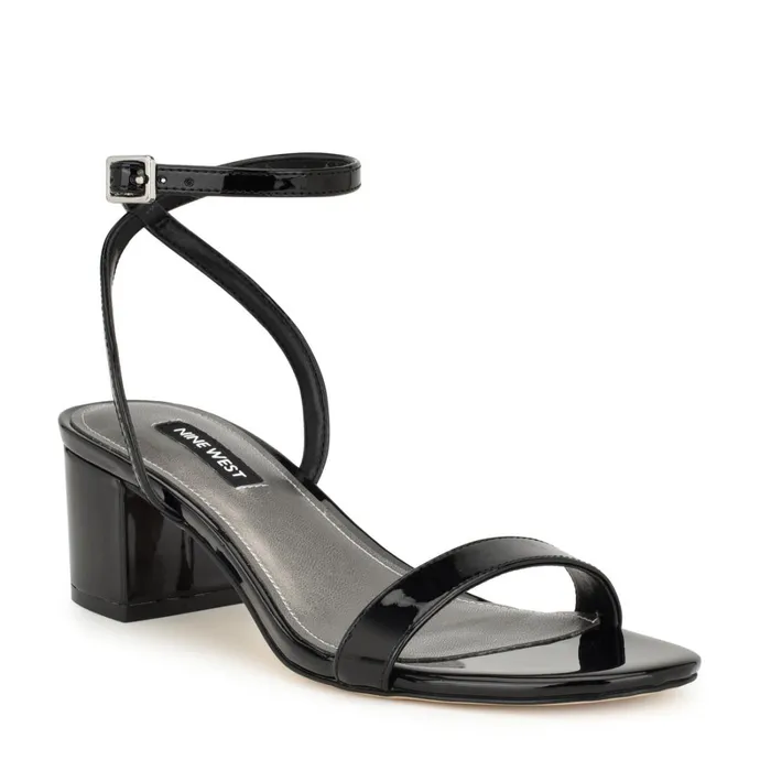 Allora Ankle Strap Block Heeled Sandals Black Women Nine West Dress