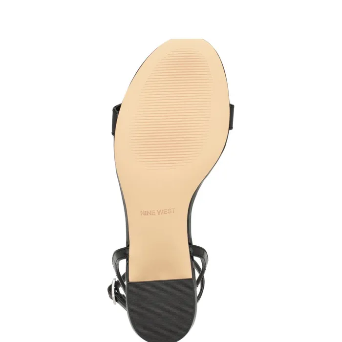 Allora Ankle Strap Block Heeled Sandals Black Women Nine West Dress