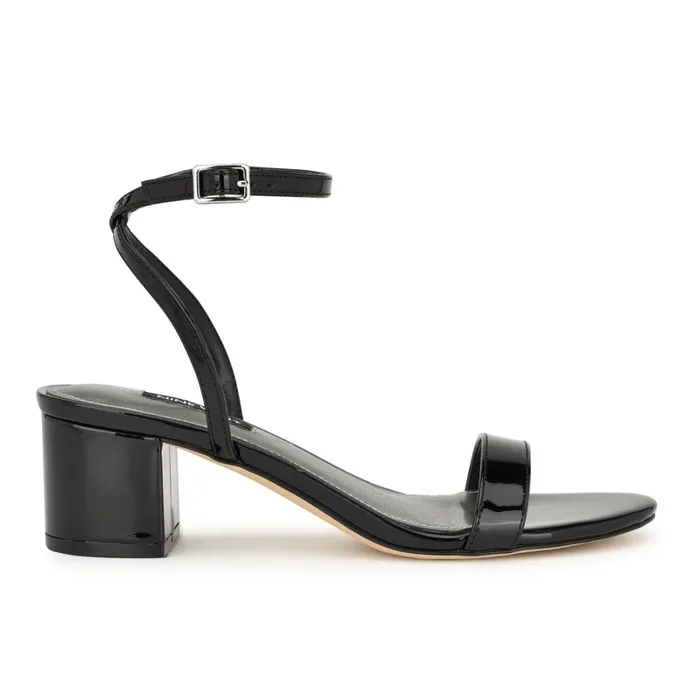 Allora Ankle Strap Block Heeled Sandals Black Women Nine West Sandals