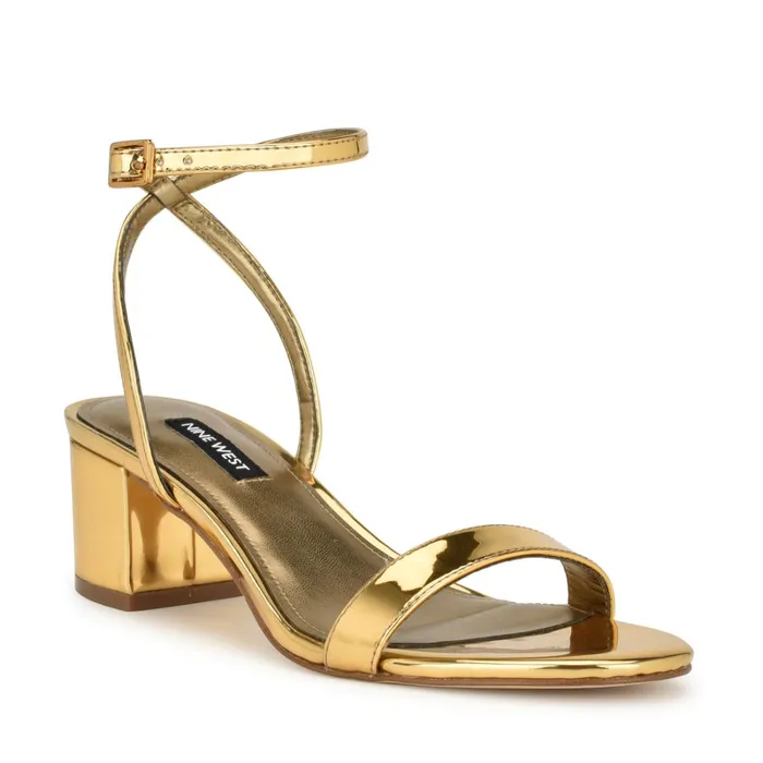 Allora Ankle Strap Block Heeled Sandals Bronze Women Nine West Heeled Allora Ankle Strap Block Heeled Sandals Bronze Women Nine West Heeled