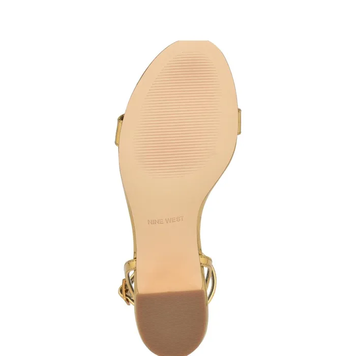 Allora Ankle Strap Block Heeled Sandals Bronze Women Nine West Heeled Allora Ankle Strap Block Heeled Sandals Bronze Women Nine West Heeled