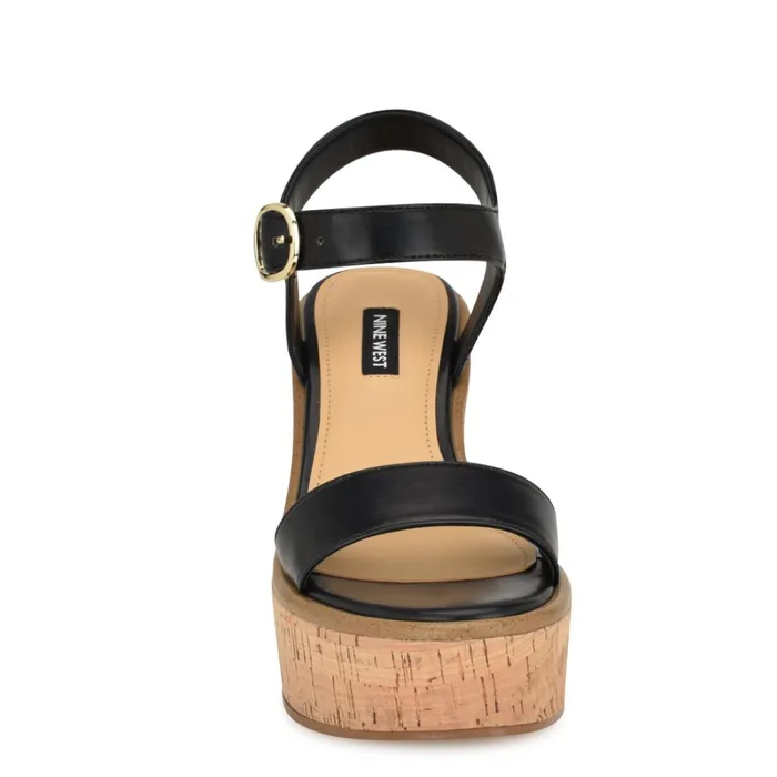 Amye Ankle Strap Wedge Sandals Black Women Nine West Casual Amye Ankle Strap Wedge Sandals Black Women Nine West Casual