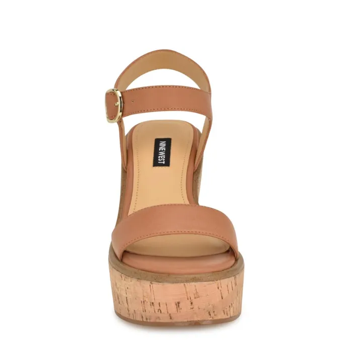 Amye Ankle Strap Wedge Sandals Brown Women Nine West Sandals