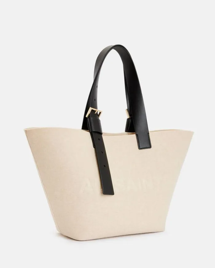 Anik Spacious Felt Logo Tote Bag Ecru White Women AllSaints Handbags and Wallets Anik Spacious Felt Logo Tote Bag Ecru White Women AllSaints Handbags and Wallets