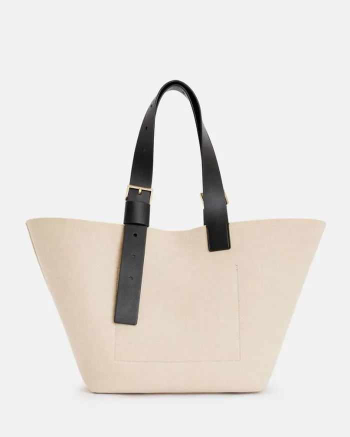 Anik Spacious Felt Logo Tote Bag Ecru White Women AllSaints Handbags and Wallets Anik Spacious Felt Logo Tote Bag Ecru White Women AllSaints Handbags and Wallets