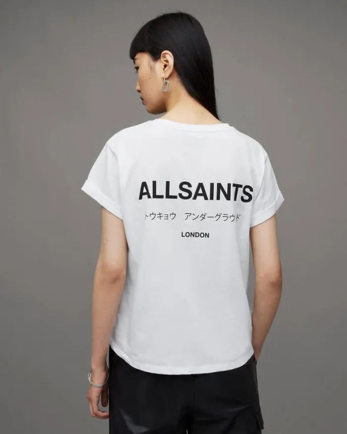 Anna Crew Neck Underground Logo TShirt White Women AllSaints Tops and Shirts Anna Crew Neck Underground Logo TShirt White Women AllSaints Tops and Shirts