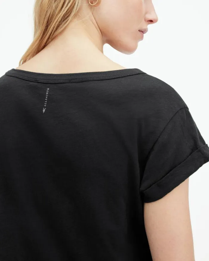 Anna VNeck Short Sleeve TShirt Black Women AllSaints TShirts