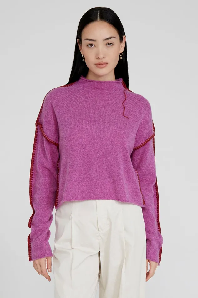 Annie Cashmere Cropped Sweater Violet Women Chan Luu Knitwear