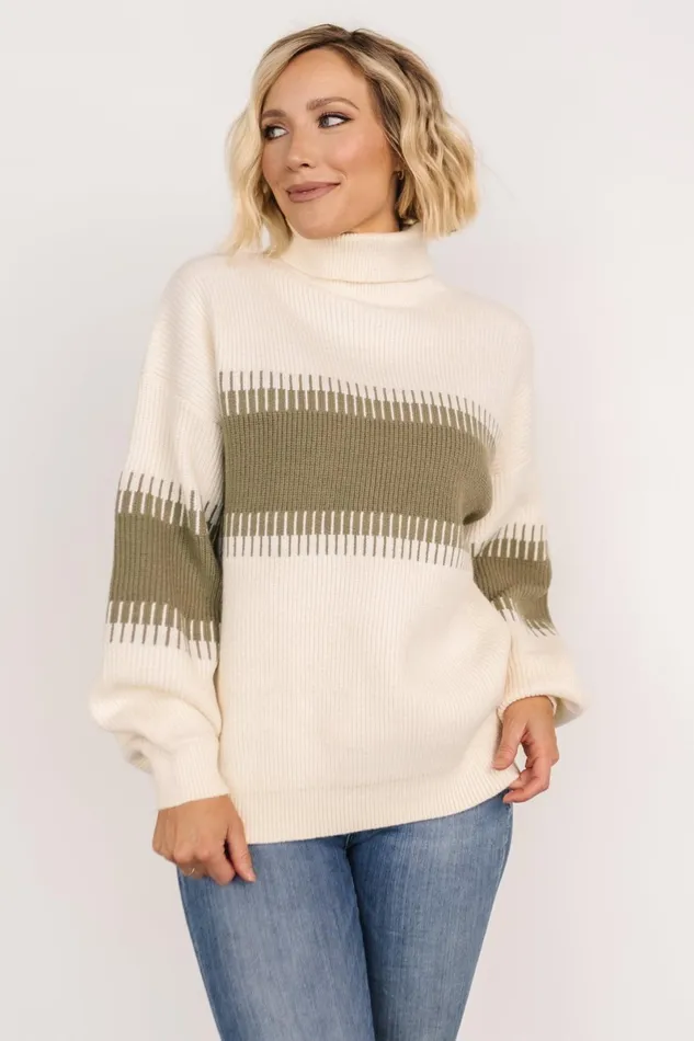 Antonov Turtle Neck Sweater Sage Cream Women Baltic Born Sweaters