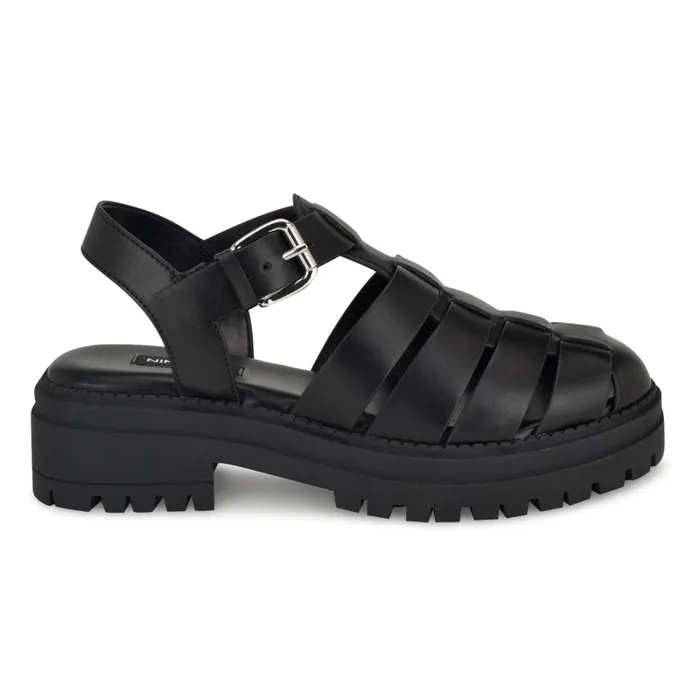 Anybel Fisherman Sandals Black Women Nine West Flats