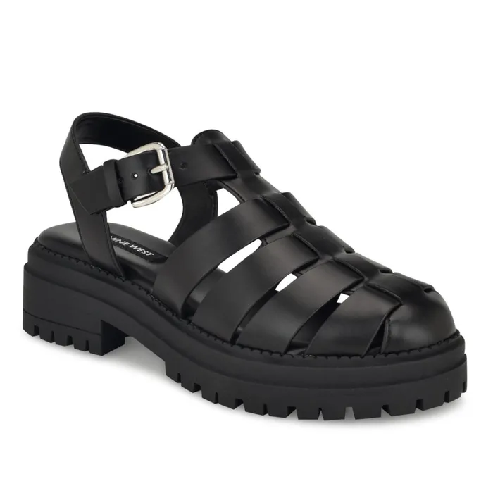 Anybel Fisherman Sandals Black Women Nine West Flats Anybel Fisherman Sandals Black Women Nine West Flats