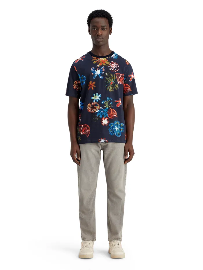 Aop Tshirt Night Flower Aop Men Scotch and Soda TShirts and Polo Shirts