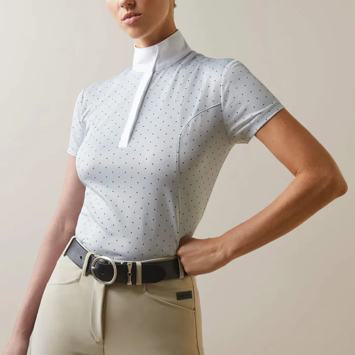 Aptos Show Shirt Pearl Gray Dot Women Ariat English Riding Aptos Show Shirt Pearl Gray Dot Women Ariat English Riding