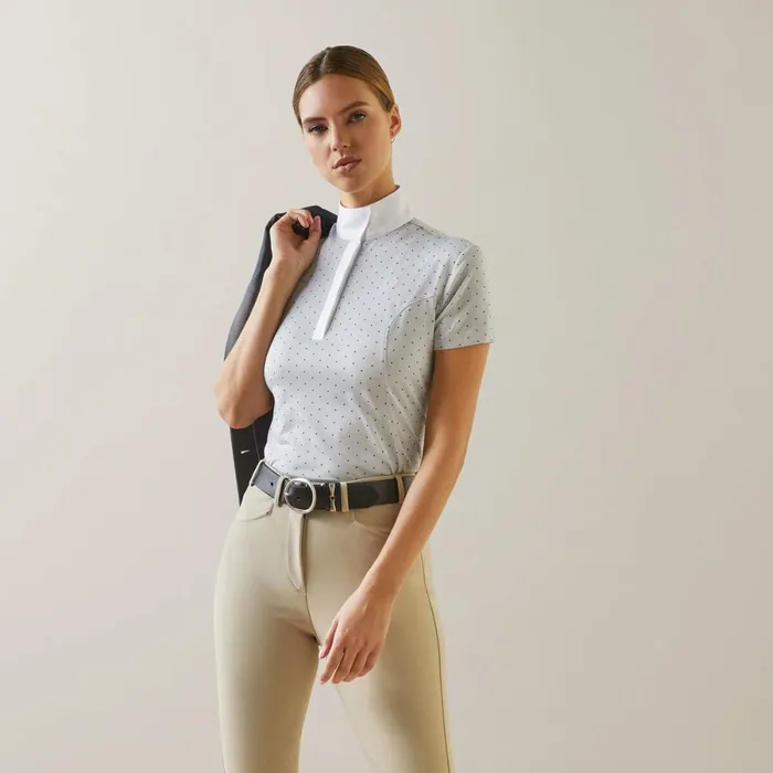 Aptos Show Shirt Pearl Gray Dot Women Ariat English Riding Aptos Show Shirt Pearl Gray Dot Women Ariat English Riding
