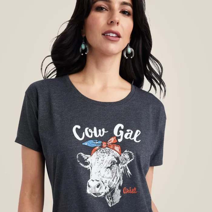 Ariat Cow Gal Tee Charcoal Heather Women Ariat TShirts and Tops Ariat Cow Gal Tee Charcoal Heather Women Ariat TShirts and Tops