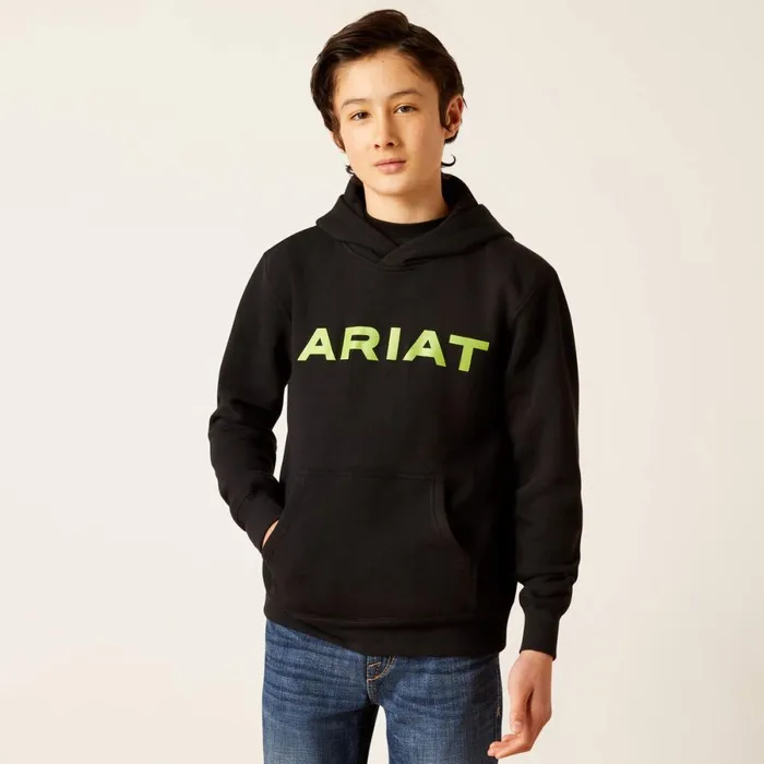 Ariat Front Logo Hoodie Black Kids Ariat Sweatshirts and Hoodies