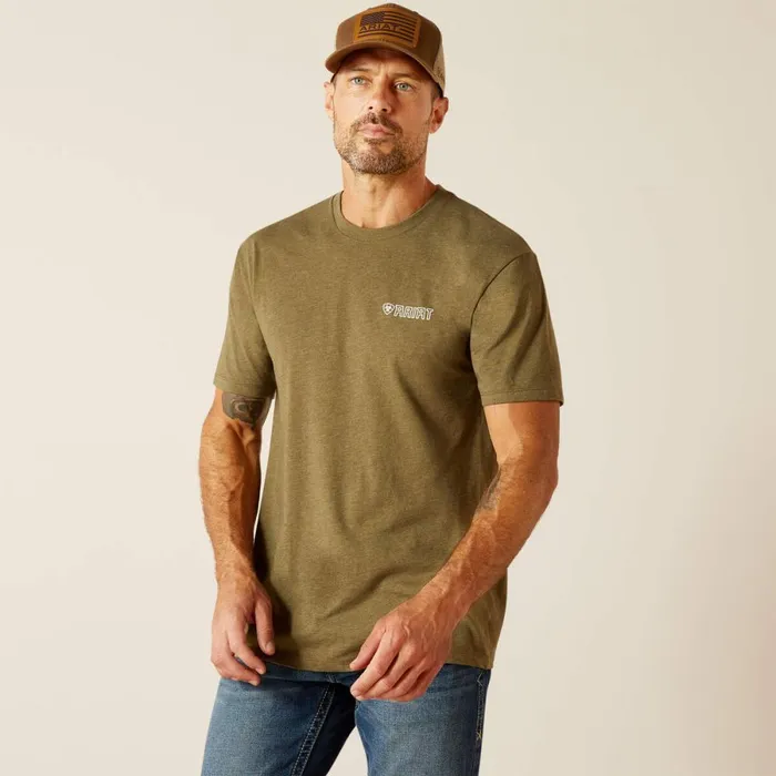 Ariat Outline Wing TShirt Military Heather Men Ariat TShirts and Polos