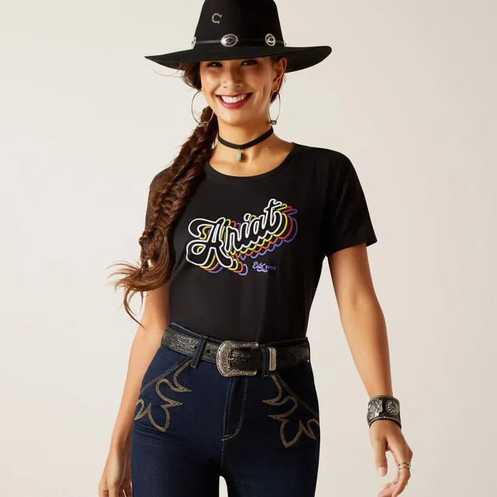 Ariat Rainbow Script TShirt Black Women Ariat TShirts and Tops