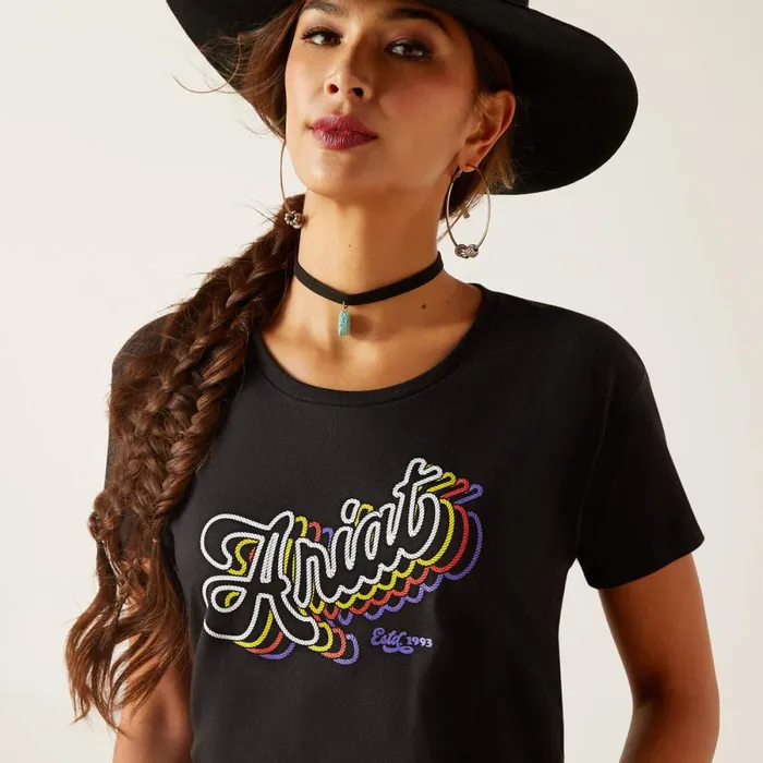 Ariat Rainbow Script TShirt Black Women Ariat TShirts and Tops Ariat Rainbow Script TShirt Black Women Ariat TShirts and Tops