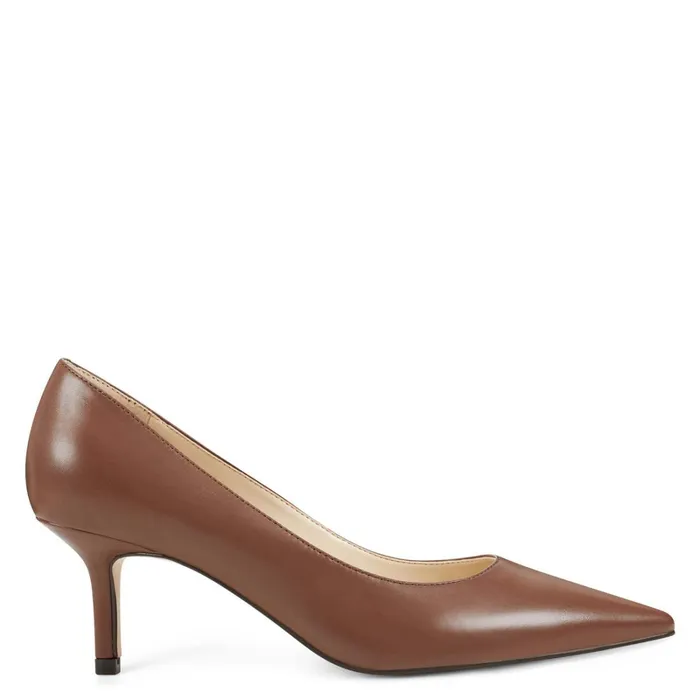 Arlene Pointy Toe Pumps Dark Brown Leather Women Nine West Pumps