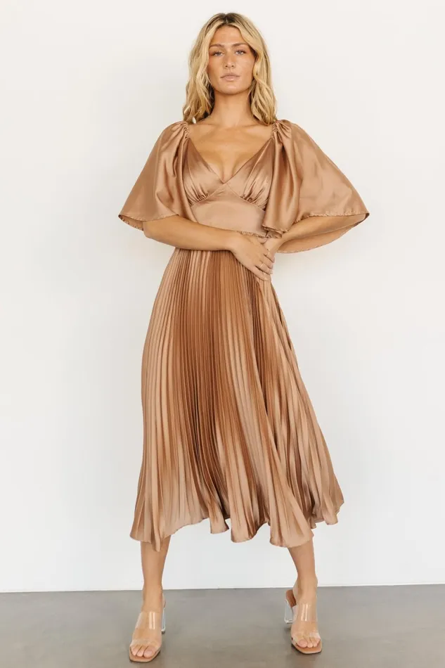 Aubree Pleated Dress Champagne Women Baltic Born Wedding Guest Aubree Pleated Dress Champagne Women Baltic Born Wedding Guest