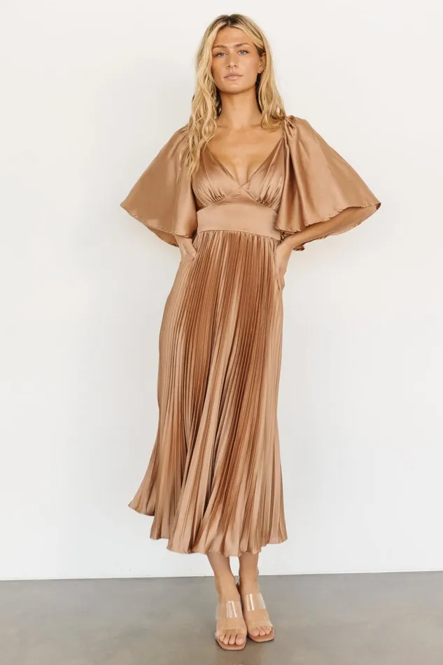 Aubree Pleated Dress Champagne Women Baltic Born Wedding Guest Aubree Pleated Dress Champagne Women Baltic Born Wedding Guest