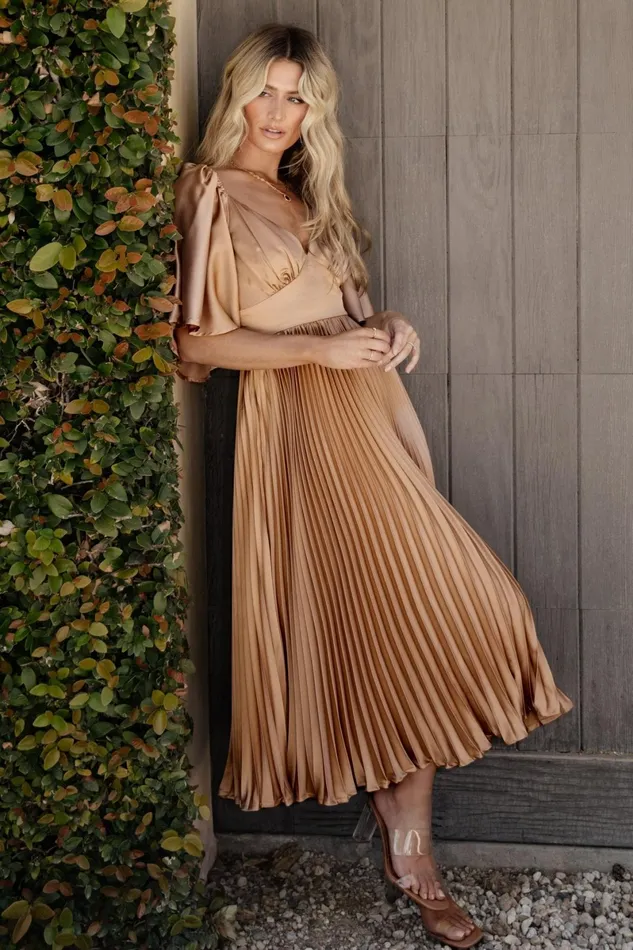 Aubree Pleated Dress Champagne Women Baltic Born Wedding Guest Aubree Pleated Dress Champagne Women Baltic Born Wedding Guest