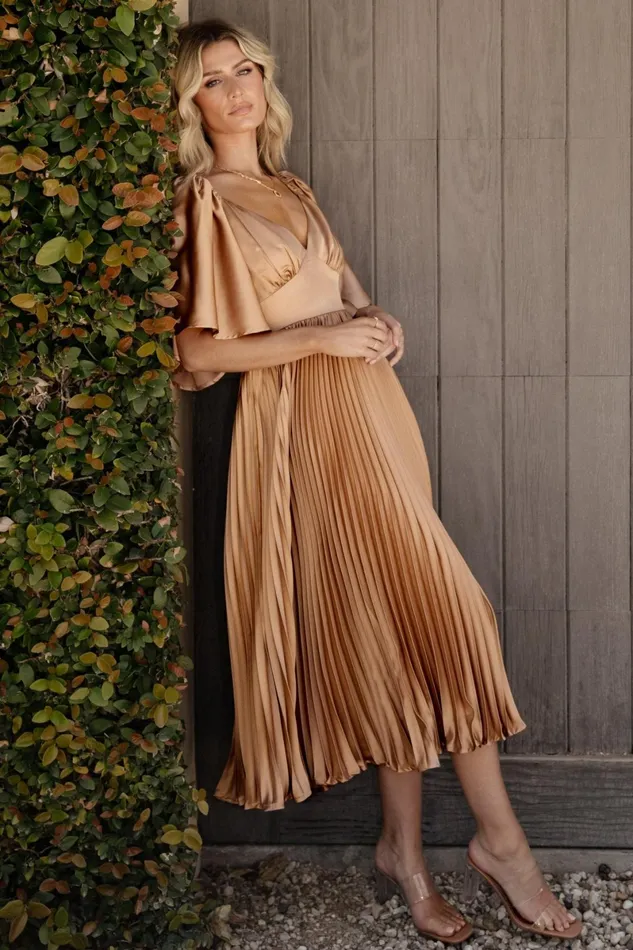 Aubree Pleated Dress Champagne Women Baltic Born Wedding Guest Aubree Pleated Dress Champagne Women Baltic Born Wedding Guest