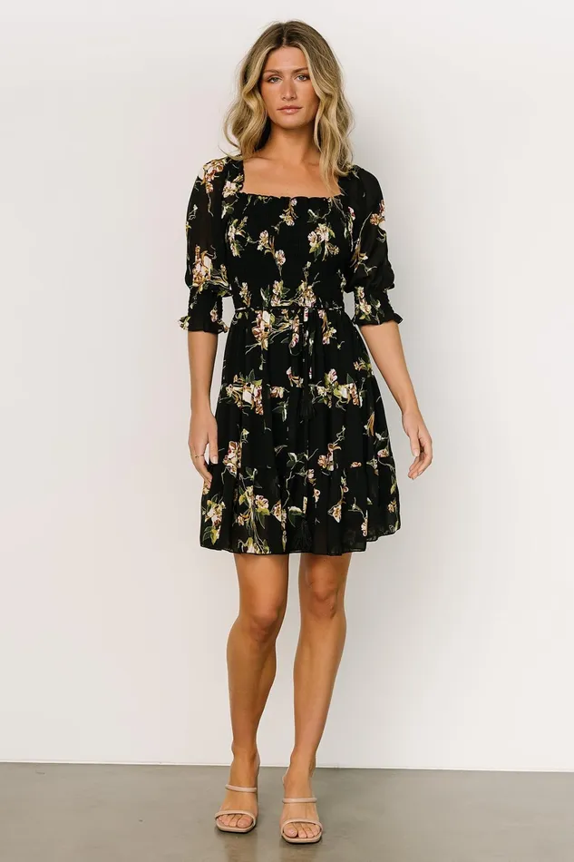 Azlyn Smocked Short Dress Night Bloom Floral Women Baltic Born Short Dresses