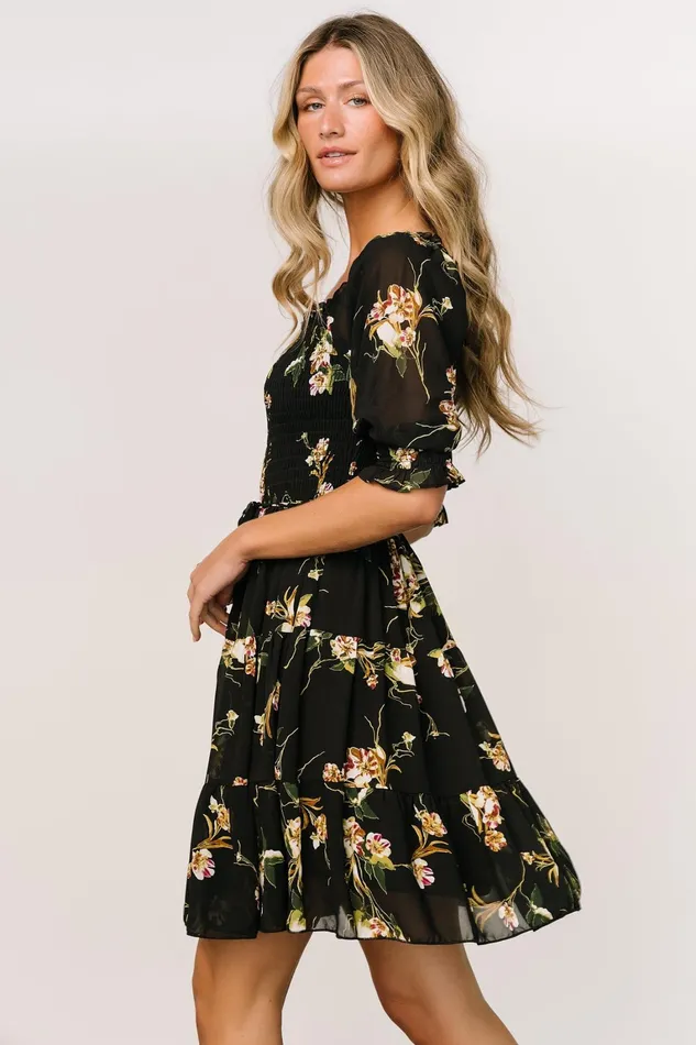 Azlyn Smocked Short Dress Night Bloom Floral Women Baltic Born Short Dresses