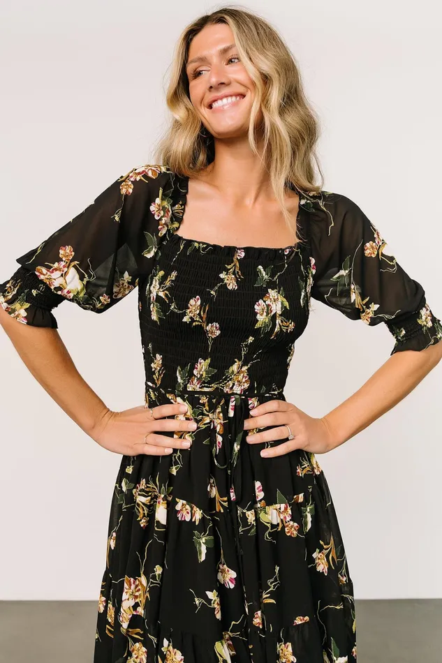 Azlyn Smocked Short Dress Night Bloom Floral Women Baltic Born Short Dresses