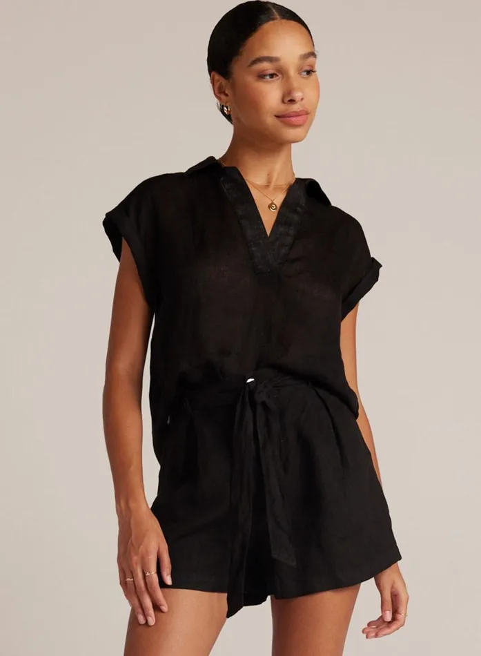 Bella Dahl Belted Pleat Front Short 8211 Black Women Shorts