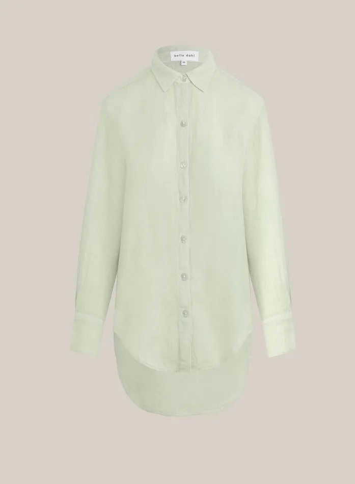 Bella Dahl Boyfriend Button Down 8211 Pale Palm Women Long Sleeve