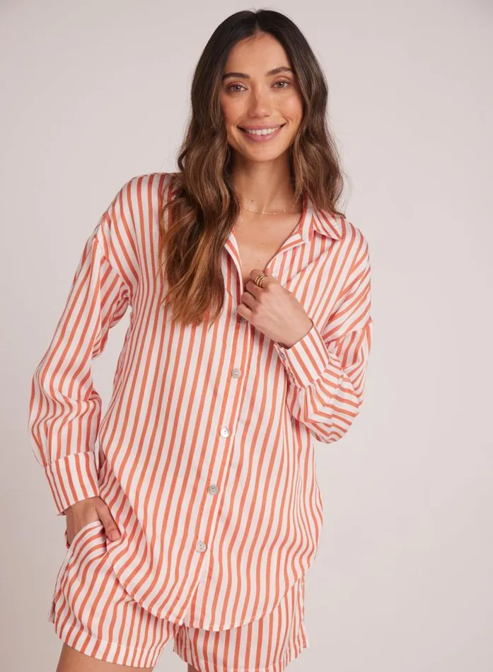 Bella Dahl Boyfriend Button Down 8211 Sunset Blaze Stripe Women Button Down Bella Dahl Boyfriend Button Down 8211 Sunset Blaze Stripe Women Button Down