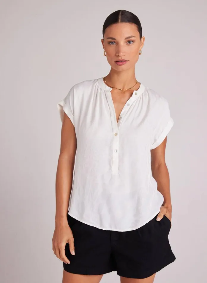 Bella Dahl Cap Sleeve Henley 8211 Off White Women Short Sleeve