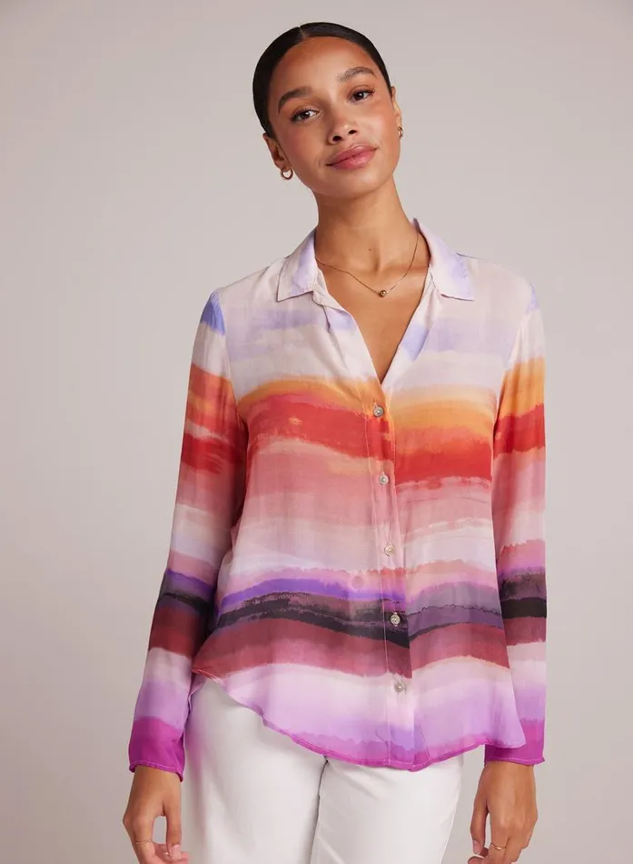 Bella Dahl Clean Shirt 8211 Canyon Stripe Print Women Long Sleeve Bella Dahl Clean Shirt 8211 Canyon Stripe Print Women Long Sleeve