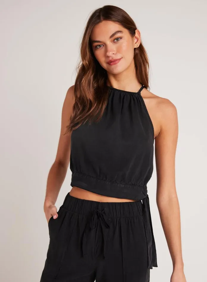 Bella Dahl Cropped Side Tie Halter 8211 Black Women Sleeveless