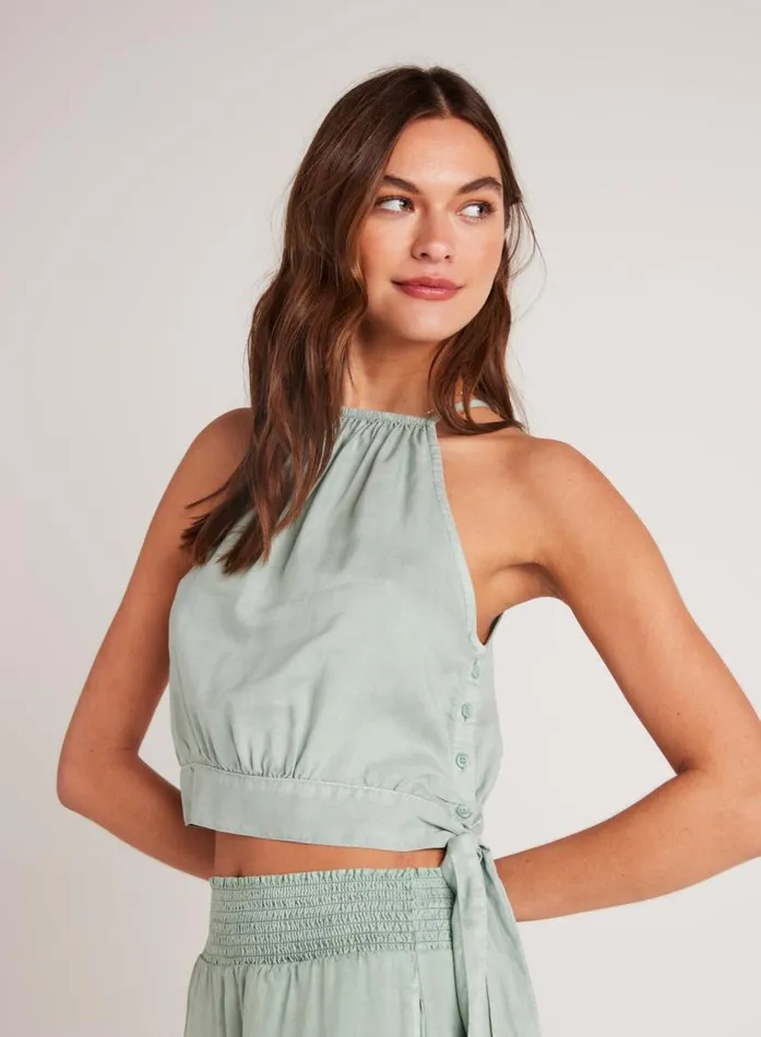 Bella Dahl Cropped Side Tie Halter 8211 Oasis Green Women Sleeveless Bella Dahl Cropped Side Tie Halter 8211 Oasis Green Women Sleeveless