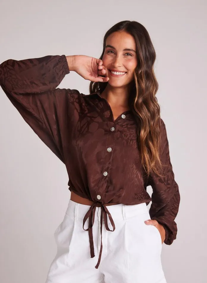 Bella Dahl Drawcord Waist Shirt 8211 Cafu00e9 Noir Women Button Down